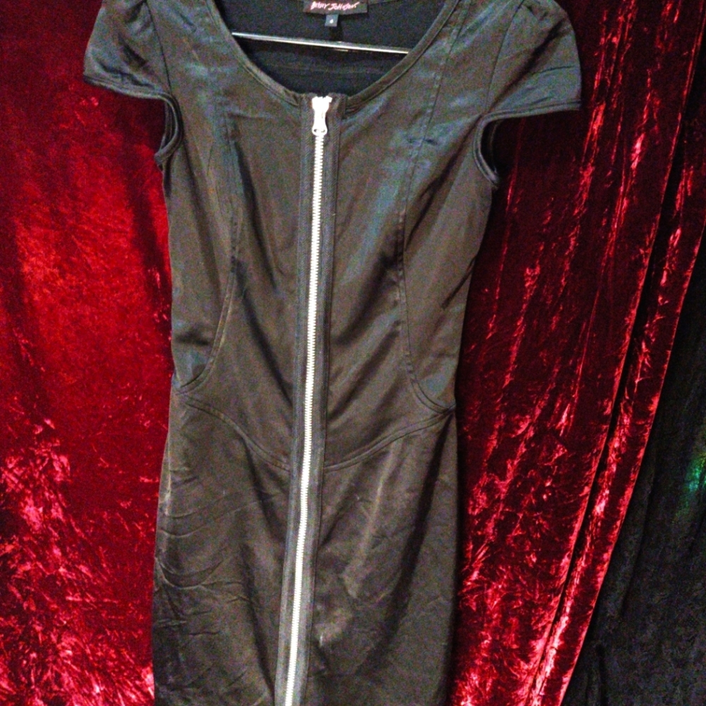RARE Vintage Betsey Johnson Y2K Satin Zip Dress